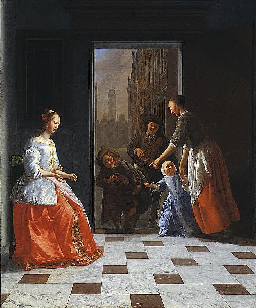 Jacob Ochtervelt Street Musicians at the Door